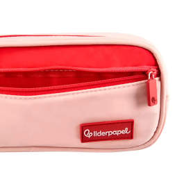 Liderpapel Estuche Portatodo Duo 2 Cremalleras con Bolsillo Frontal Rosa 20x90x50 mm