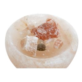 DKD Home Decor Lámpara de Sobremesa Árabe Rosa de Sal del Himalaya con Bombilla E14 15W y Base de Acacia 15x15x12 cm