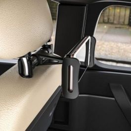 Aisens Soporte de Coche Ajustable para Reposacabezas, Compatible con Teléfonos y Tablets de 5 a 12 Pulgadas, Aleación de Aluminio, Negro