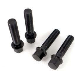 OMP OMPS09651201 Juego de 4 Tornillos de Rueda M12x1.25 Tipo Cono Largo 40 mm Llave 19 mm Negro Din 10.9 Alta Resistencia para Competición