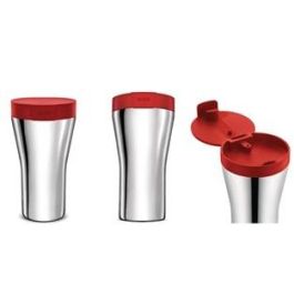Alessi GIA24 R Mug de Viaje Caffa Acero Inoxidable 18/10 Rojo Cantimplora Térmica Oficina Ciudad