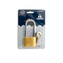 Edm Candado de latón arco largo 50 mm con 3 llaves - 50 x 20 x 40 mm, arco Ø8 mm
