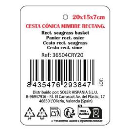 Inde Cesta Cónica Mimbre Rectangular 20 cm x 15 cm x 7 cm (18 Unidades)