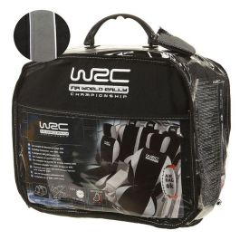 WRC Fundas Asientos Universal Rallye Terciopelo Negro/Malla Plateada - Compatibles Airbag Lateral, 5 Reposacabezas, Asiento Trasero Divisible