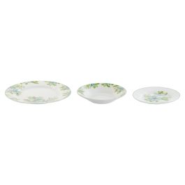 DKD Home Decor Vajilla Navidad Alpina Porcelana Verde Blanco Set 18 Piezas 27 x 2 x 27 cm