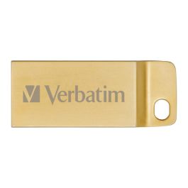 Verbatim Metal Executive Gold - Memoria USB 3.2 Gen 1 de 16 GB, Resistente al Agua, Color Oro, Factor de Forma Sin Tapa y Llavero