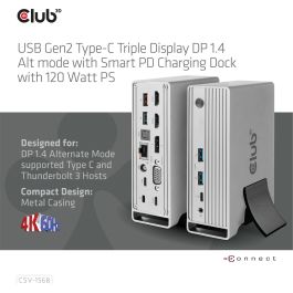 Club3D CSV-1568 Estación de Acoplamiento USB-C 4K 100W con 6xUSB3, DP, 2xHDMI, VGA, LAN, Power Delivery 120W