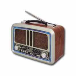 SAMI Radio Vintage XL Multibanda, 3 Bandas (FM/AM/SW), con Luz, Funciona con Pilas y Batería Recargable