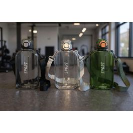 Inde Botella de Agua Deportiva c/Colgador 750 ml, Botella Reutilizable con Arnés, 21.8 cm (12 Unidades)