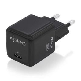 AISENS - CARGADOR GaN 25W, 1xUSB-C PD3.0 QC4.0, NEGRO