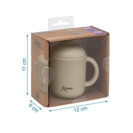 KioKids Taza de Silicona de Alta Calidad con Asas y Boquilla para Bebés +4 meses | Uso Alimentario, Apta Lavavajillas/Microondas, Beige 120ml