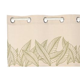 DKD Home Decor Cortina Cottage de Algodón Natural y Verde 260 x 140 cm (2 Unidades)