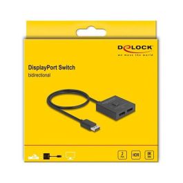 DeLOCK DisplayPort Switch 2 auf 1 bidirektional 8K, Conmutador 2 a 1 Bidireccional DisplayPort 8K 60Hz HDR, Resolución 7680x4320, Negro