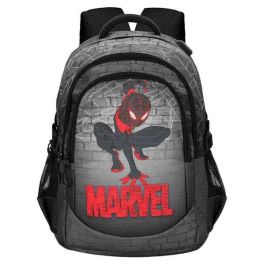 Karactermania Mochila Spiderman Run. Plus FAN Spin 44x34x21 cm, Gran Capacidad, 3 Compartimentos, Material Ripstop, Gris