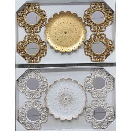 Espejo Moderno DKD Home Decor Blanco Dorado 2 x 35 x 35 cm Set de 5 (2 Unidades)