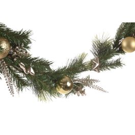 DKD Home Decor Guirnalda de Navidad Moderna 40 LED Verde y Dorado 150 cm Funciona con Pilas AA (Pack de 2)