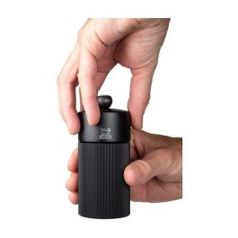 PEUGEOT Line Night Chic Salero y Pimentero Negro de Madera y Metal, Acero Inoxidable, Molienda Ajustable, 12 cm (120 mm) - Juego de 2 - 43285