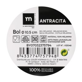 Bol de melamina antracita 10.5 cm - La Mediterranea (36 Unidades) Bol de melamina antracita 10.5 cm - La Mediterranea (36 Unidades)