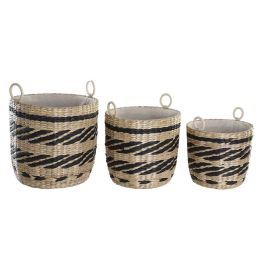 Cesta Colonial DKD Home Decor Natural Negro 38 x 36 x 38 cm Set de 3 Precio: 95.69000045. SKU: S3028968