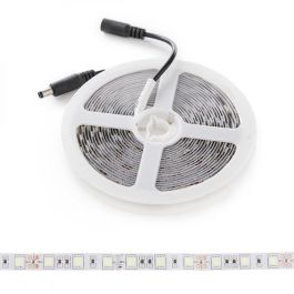 Tira LED SMD5050 300 LEDs Azul Hielo 5 Metros 60W 2100Lm 12V IP65 Exterior Adhesiva 3M Cortable 40.000h CA-5050-300-IP65-IB