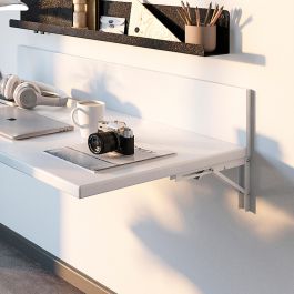 Emuca Juego de soportes plegables para estante, longitud 303mm, Acero, Pintado blanco