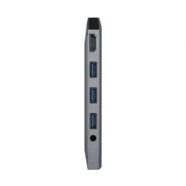 Aisens Dock Station USB-C 9 en 1 con HDMI, RJ45, 3 USB, PD 100W, Audio, SD, Micro SD - Gris