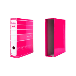 Liderpapel Archivador de Palanca A4 Filing System 80mm Rosa con Caja y Compresor Metálico Forrado