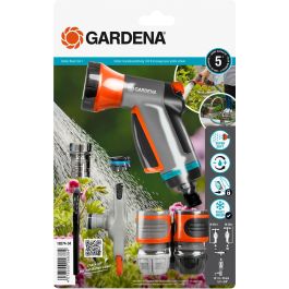 GARDENA Pistola pulverizadora de agua para jardín, kit básico de interior, rosca 1/2 y 5/8", manguera 15mm, negro/gris/naranja Precio: 51.49999943. SKU: B1G3NG6BH2
