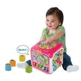 VTech Baby Super Cubo de Descubrimientos Rosa Interactivo, 5 Caras de Juego, 6 Actividades, 10 Melodías y 4 Canciones 9-36 Meses