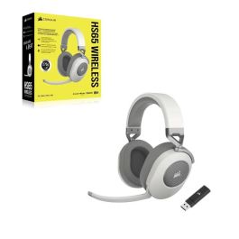 Corsair Auriculares Gaming HS65 Inalámbricos Blanco - Sonido Envolvente 7.1, Diadema Ajustable, Batería Integrada