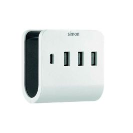 Simon Adaptador de Carga 3 USB-A + 1 USB-C, 16A Total, con Soporte Integrado para Smartphone - Blanco Precio: 16.50000044. SKU: B175QWVWAL