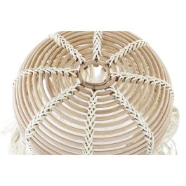 DKD Home Decor Pantalla Colonial de Ratán Natural, Marrón y Blanco, para Decoración del Hogar - Ancho 30 x Largo 30 x Alto 38 cm