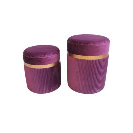 DKD Home Decor Reposapiés Set de 2, Púrpura y Dorado, Poliéster y MDF, 39 x 49 x 39 cm Precio: 50.98698. SKU: S3034189