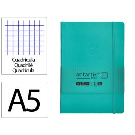 Cuaderno Con Gomilla Antartik Notes Tapa Blanda A5 Hojas Cuadricula Turquesa 80 Hojas 80 gr Fsc