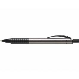 FABER-CASTELL 143481 Bolígrafo Basic M Antracita con Tinta Azul, Recargable, de Aluminio, Agarre Ergonómico y Clip