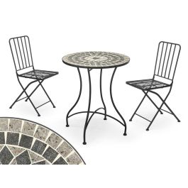 Set Mesa Mosaico Gris con 2 Sillas Forja Negra Ibergarden 100x30x65 cm Precio: 138.69000035. SKU: B1BLZ79GCX