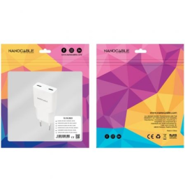 Nanocable 10.10.2026 Cargador de Pared 2xUSB Tipo-C 25W Blanco para Móvil/Tablet