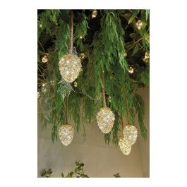 Lumineo Piña Microled ø15x21cm 15 Leds Luz Fija Blanco Cálido Interior Yute 100cm Cable Temporizador 6h