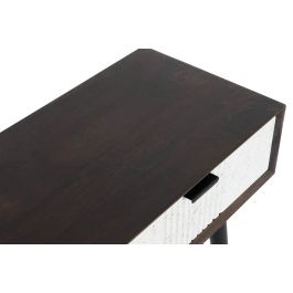 DKD Home Decor Consola Moderno Blanco Wengue Mango y Metal 2 Cajones 105 x 35 x 77 cm