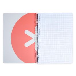 Cuaderno Espiral A4 Antartik Tapa Dura 80H 90 gr Cuadro 4 mm Con Margen Color Coral