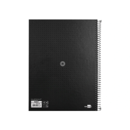 Antartik Cuaderno espiral A4 Micro, tapa forrada, 80 hojas 90 gr, rayado puntos, banda color, negro