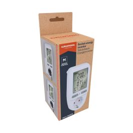 Grundig Monitor de Energía para Enchufes Domésticos, Medidor de Consumo Eléctrico 3680W 16A 250V con Memoria 7x7.5x14.5cm