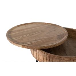 Giner y Colomer Mesa de Centro de Madera de Mango y Hierro Negro con Almacenamiento Oculto