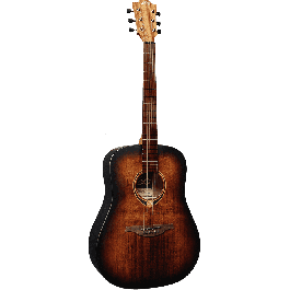 LAG Guitarra Acústica Folk Dreadnought Tramontane 70 - Tapa Maciza Abeto Engelmann, Cuerpo Sapelli, Acabado Satinado Burst, 6 Cuerdas