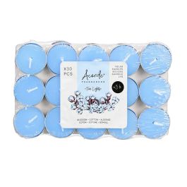Acorde Set 30 Tea Light de Algodón, 3 horas, Cera Blanca, 19x2.7x11.2 cm, 10g - Vela de 3.7x3.7x1 cm (24 Unidades)