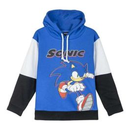 Cerdá Sudadera con Capucha de Algodón Cepillado con Diseño de Sonic para Niño, Talla 8 Años, Azul