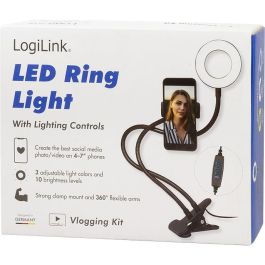 LogiLink Anillo de luz para Smartphone con Soporte de Sujeción DM 8.5cm