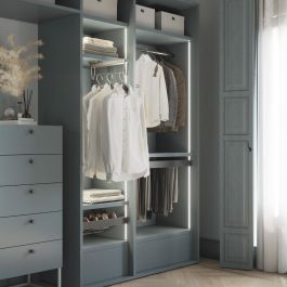 Emuca Bastidor con guías de cierre suave y extracción total para accesorios de armario Quartz, 862-888mm, Aluminio y Plástico, Titanio