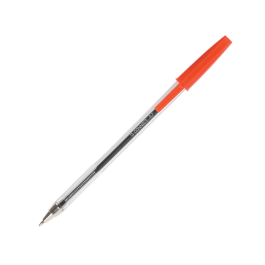 Q-connect Bolígrafo Transparente kf26041 Tinta Roja a Base de Aceite, Punta Media 1mm