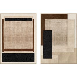 DKD Home Decor Cuadro Decorativo Urban Moderno Lienzo Marrón Negro 4.5 x 143 x 103 cm (Set 2 Unidades)